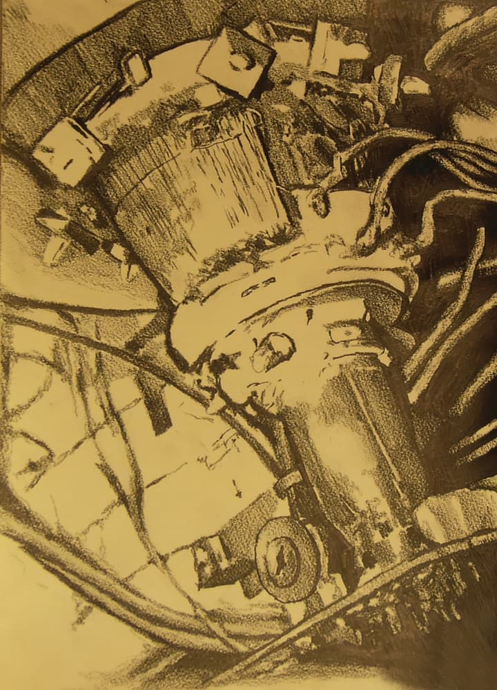Vintage Machine Sketch by Kulik — canvas wall art