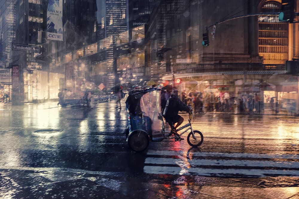 Rainy City Bike Ride by Massimo Della Latta — canvas wall art