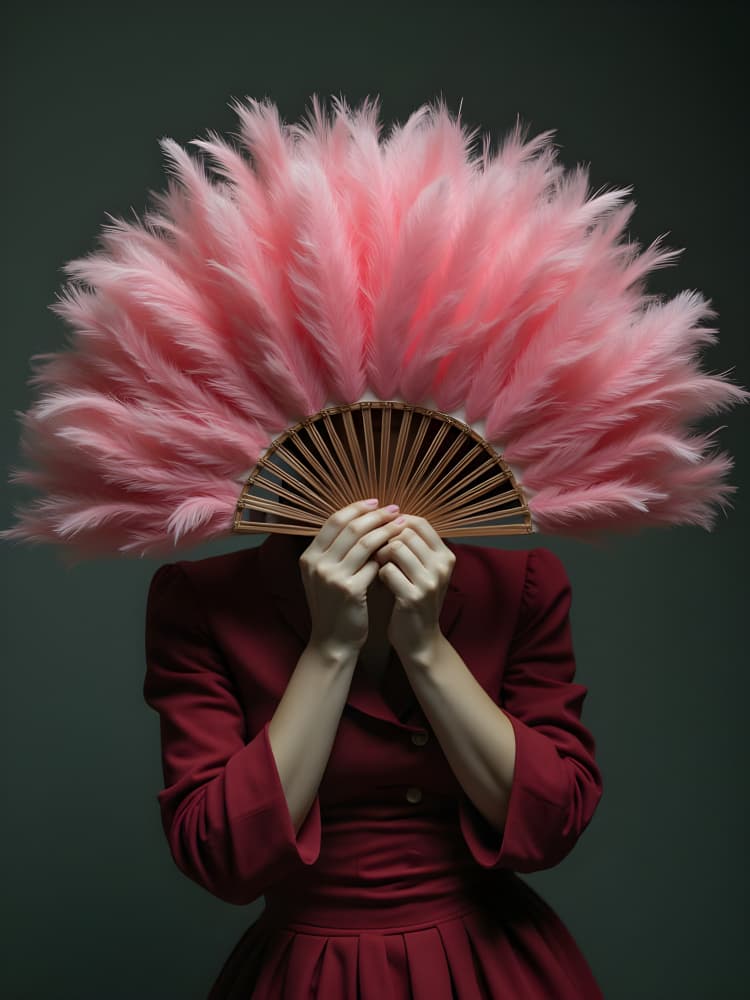 Elegant Pink Feather Fan by Josie George — canvas wall art