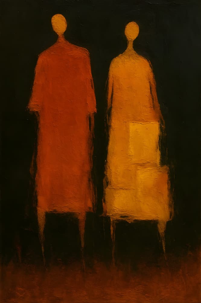 Warm Abstract Figures by HUGO — canvas wall art