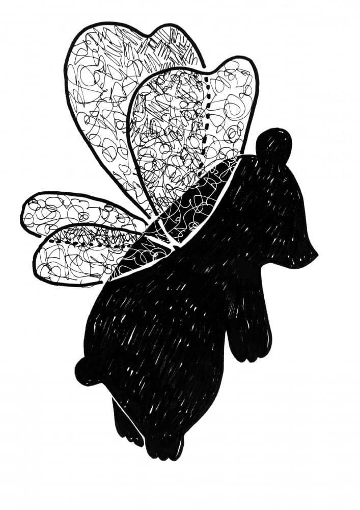 Whimsical Flying Bear by Rosana Laiz Blursbyai — canvas wall art