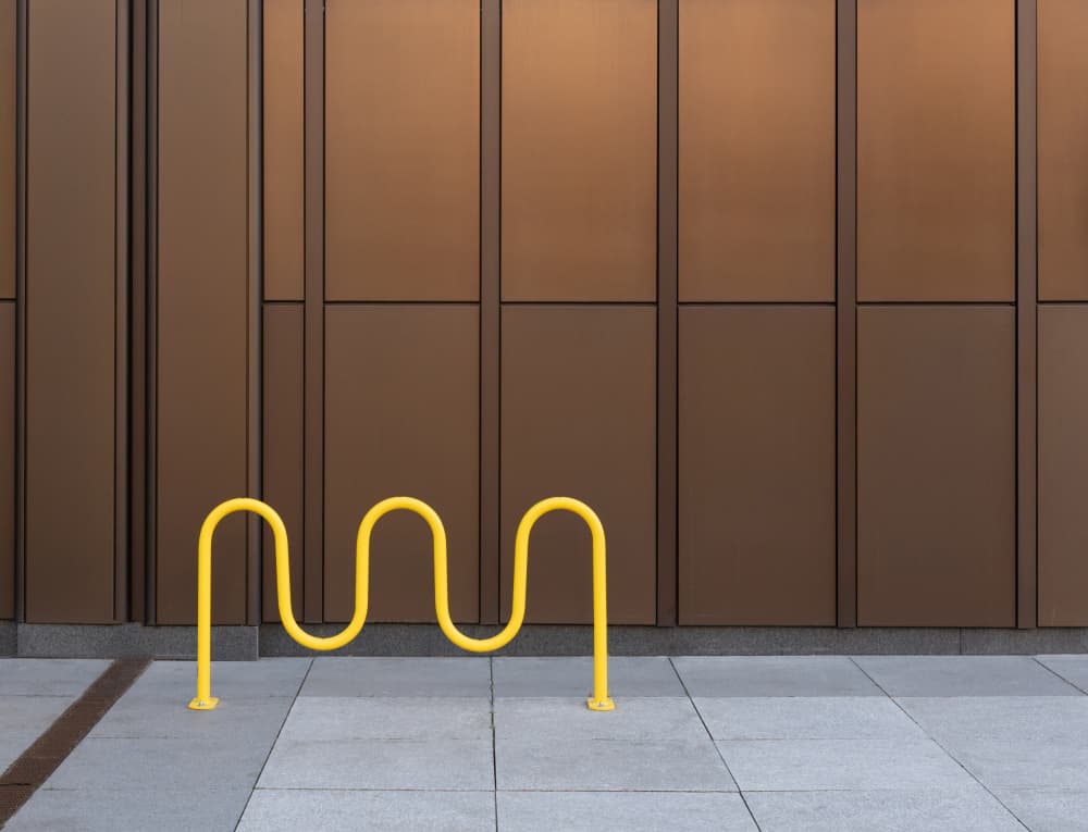 Wavy Yellow Bike Rack by Roland M Schwerdtfeger — canvas wall art