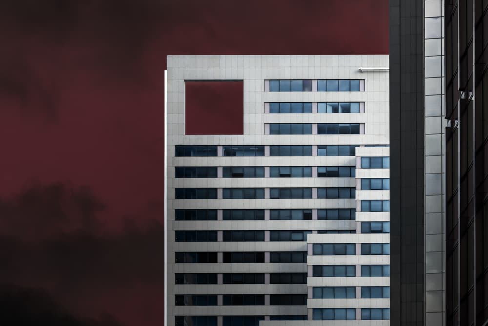 Architectural Red Sky by Marc Huybrighs — canvas wall art