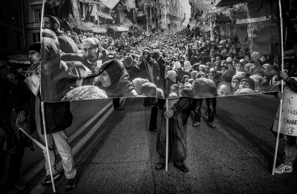Street Protest Banner by Giuseppe Grimaldi — canvas wall art