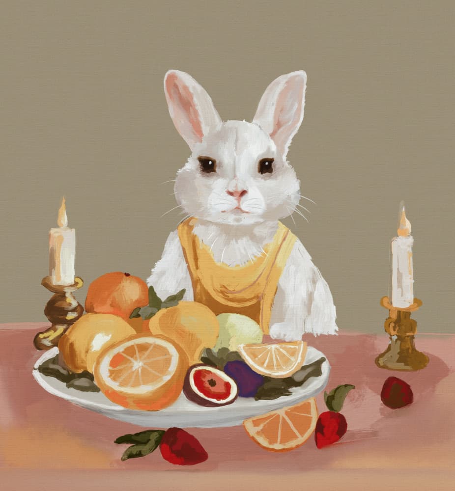 White Rabbit's Feast by Josie George — canvas wall art