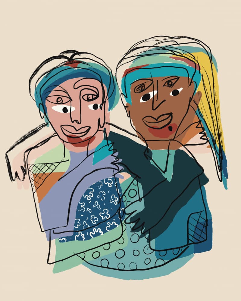 Colorful Friends Embrace by GIovanna Gil Alves — canvas wall art
