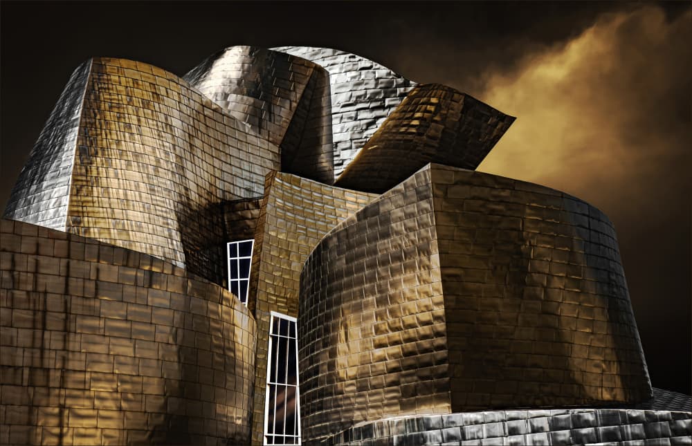 Dramatic Golden Architecture by Gilbert Claes — canvas wall art
