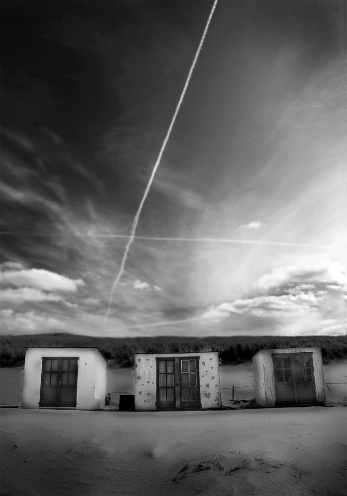 Dramatic Sky Beach Huts by Leon — canvas wall art