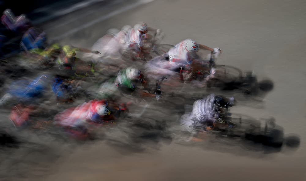 Racing Cyclists Blur by Milan Malovrh — canvas wall art