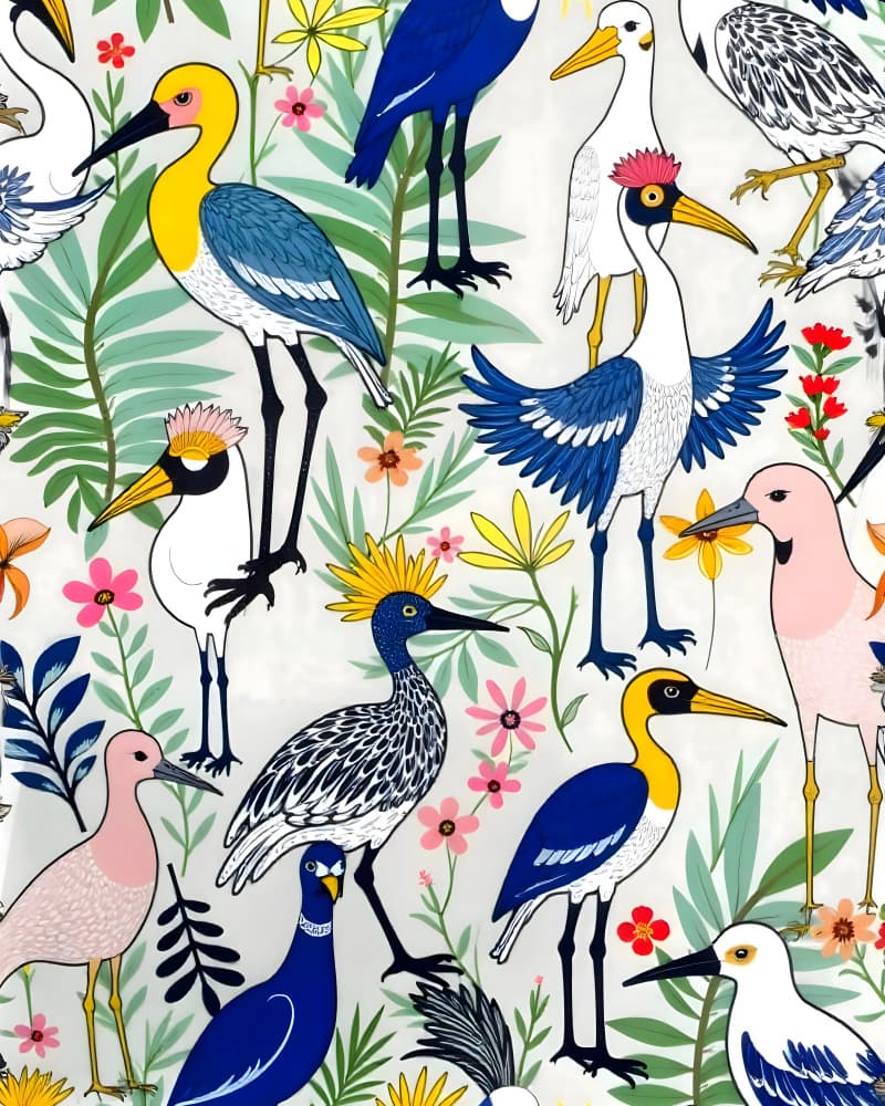 Colorful Tropical Birds by Uma Gokhale — canvas wall art