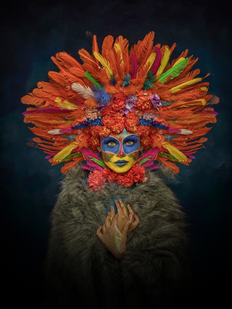 Vibrant Feathered Spirit by PARTHA BHATTACHARYYA — canvas wall art