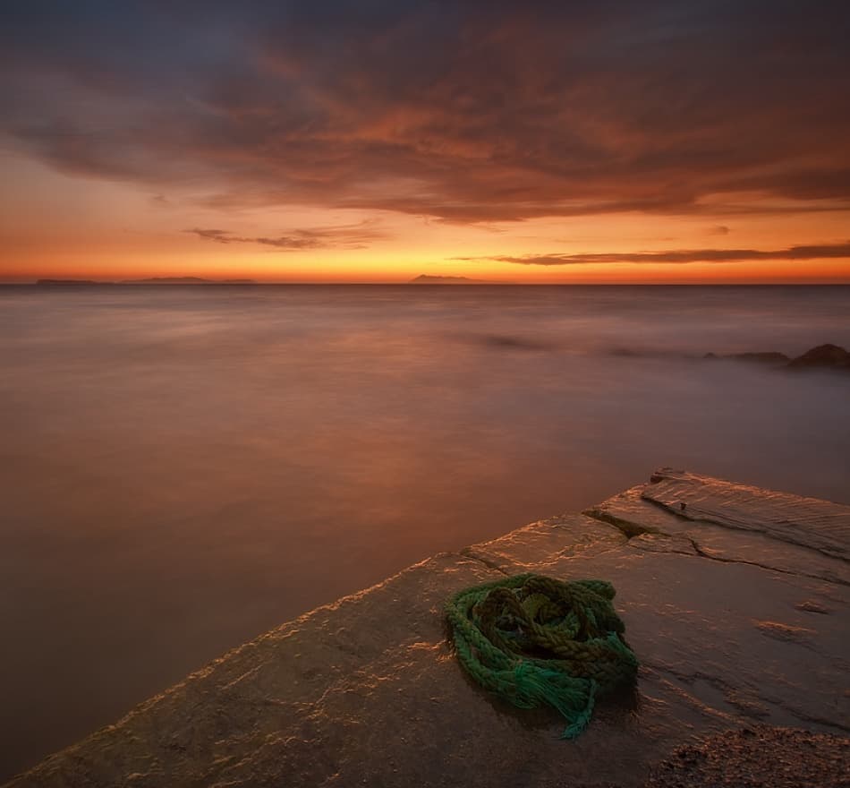 Pier Sunset and Rope by Krzysztof Browko — canvas wall art