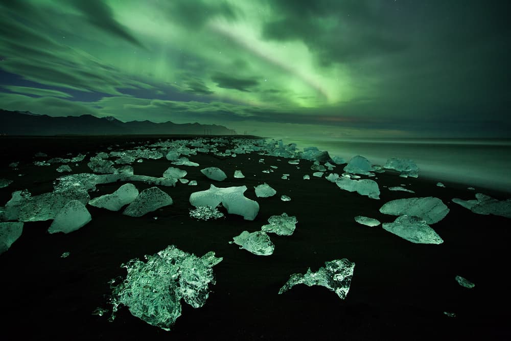 Green Aurora Ice Beach by Peter Svoboda MQEP — canvas wall art