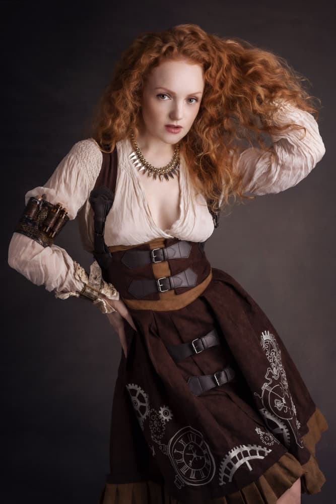 Red Haired Steampunk Woman by Jan Slotboom — canvas wall art