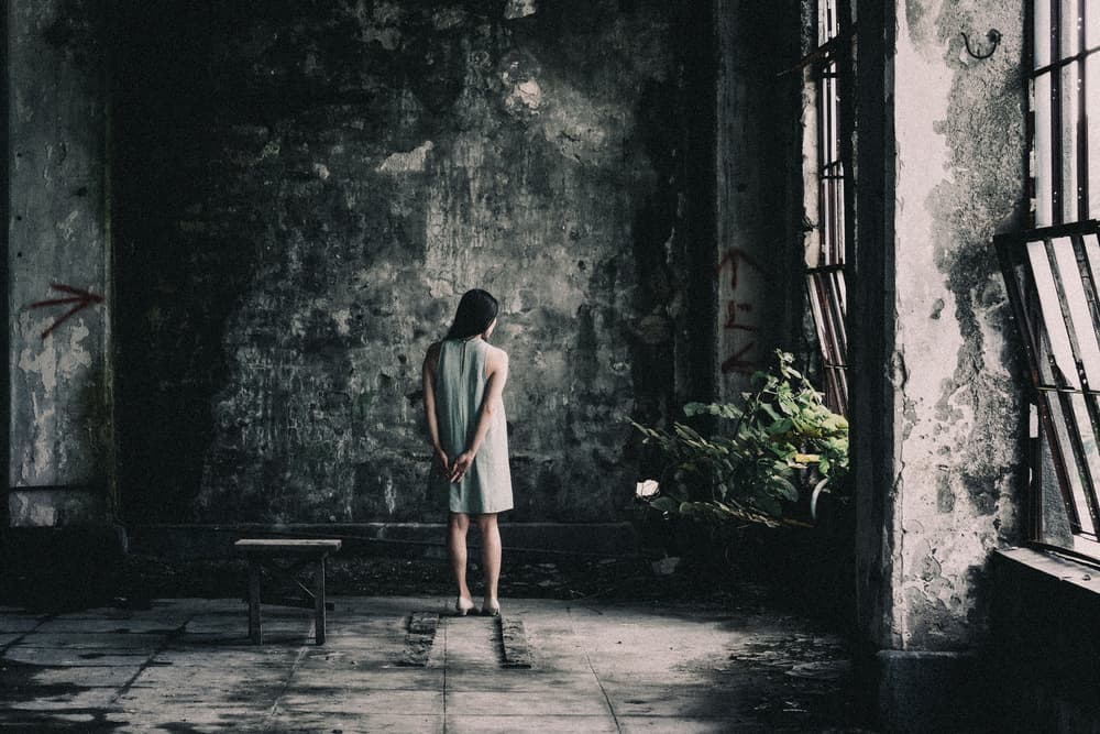 Solitary Woman Urban Decay by Nobu Ishijima — canvas wall art