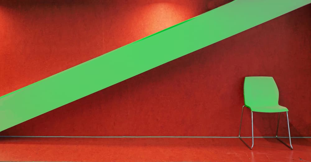 Green Chair Red Wall by Peter Hammer — canvas wall art