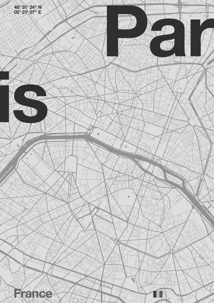 Paris City Map by Florent Bodart — canvas wall art