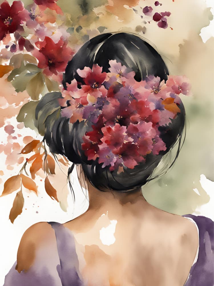 Floral Hair Serenity by Ohkimiko — canvas wall art