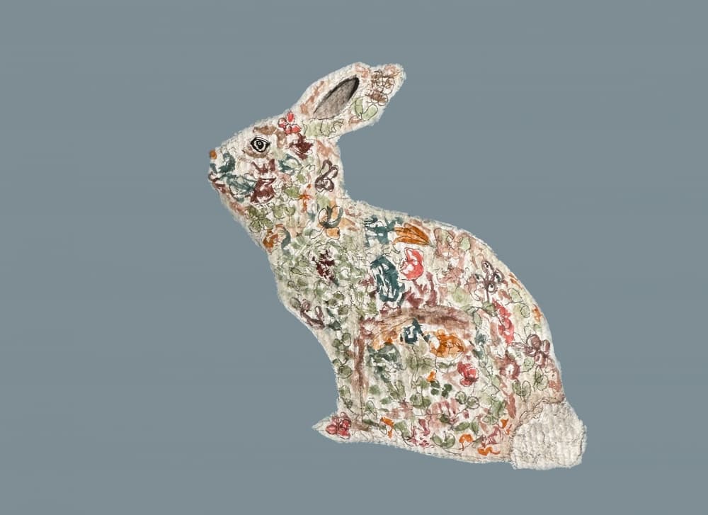 Floral Patterned Rabbit by Breanna Megan Studio — canvas wall art