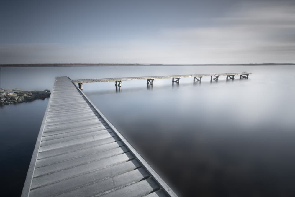 Long Pier Calm Water by Fred Louwen — canvas wall art