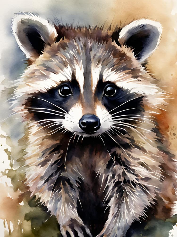 Curious Raccoon Painting by Ohkimiko — canvas wall art