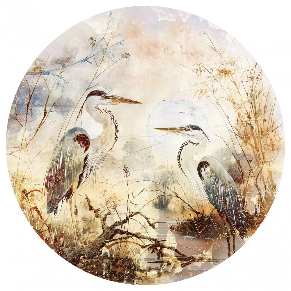 Peaceful Wetland Herons by Rafal Kulik — canvas wall art