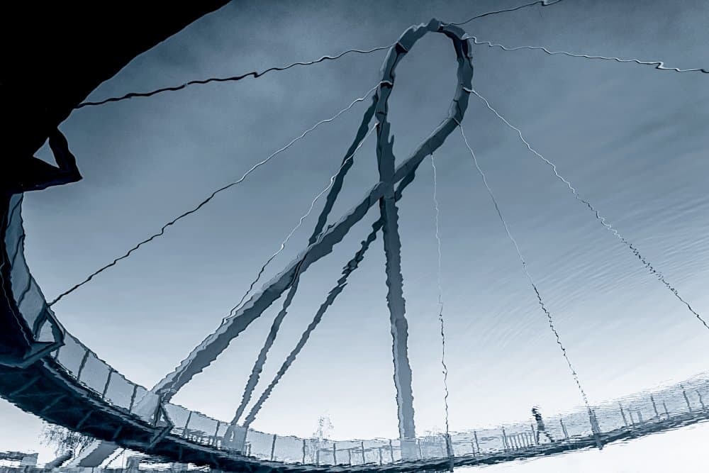 Modern Bridge Reflection by Luca Domenichi — canvas wall art