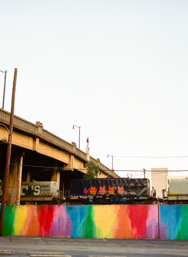 Rainbow Urban Bridge by Bethany Young — canvas wall art