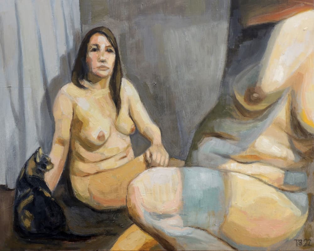 Nude Woman With Cat by Tore Bahnson — canvas wall art