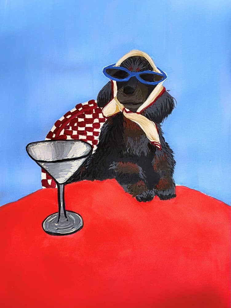 Stylish Poodle Martini by Idah Christina — canvas wall art