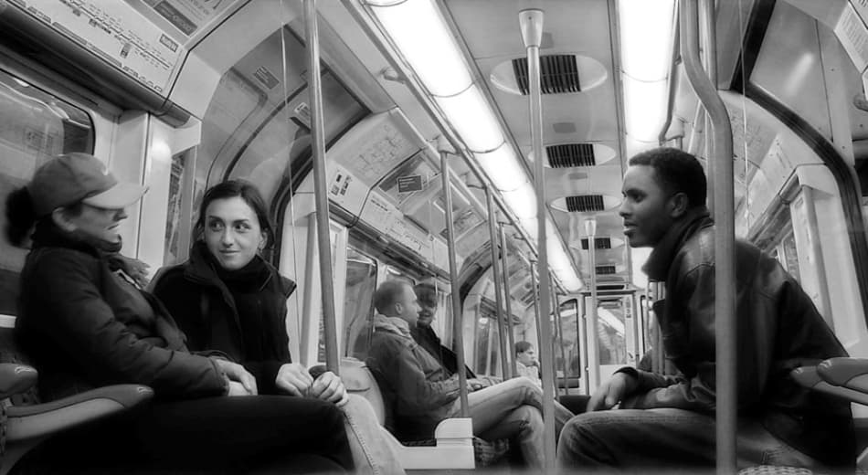 Subway Commute Conversation by Jure Kravanja — canvas wall art