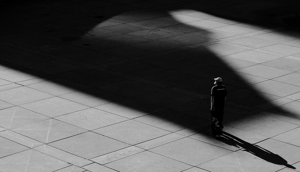 Solitary Figure Shadow by Jian Wang — canvas wall art