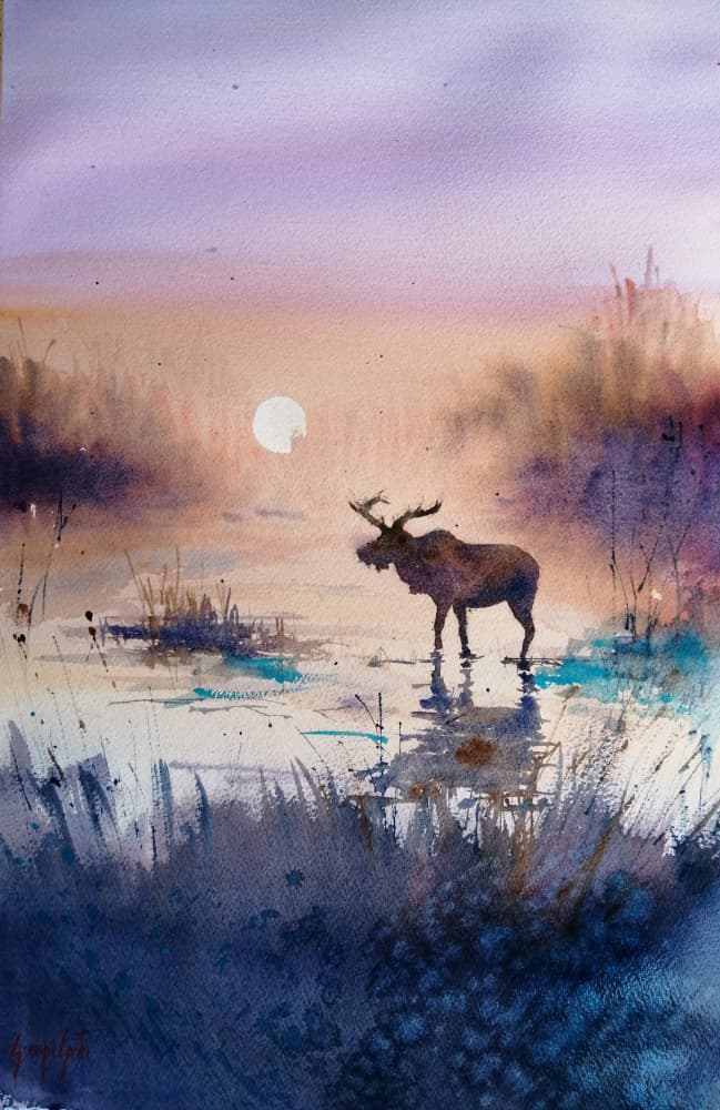 Twilight Moose Reflection by Giorgio Gosti — canvas wall art