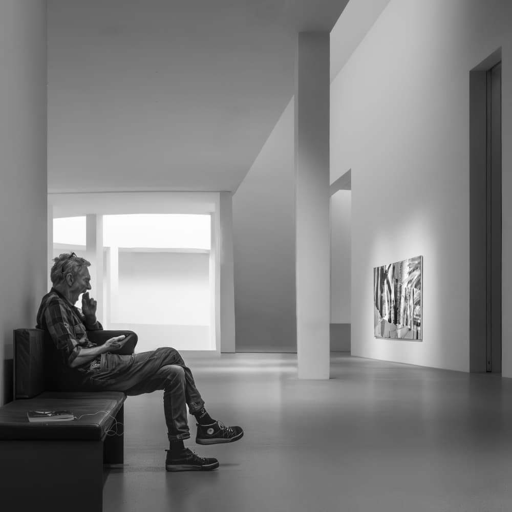 Man in Modern Gallery by Andy Dauer — canvas wall art
