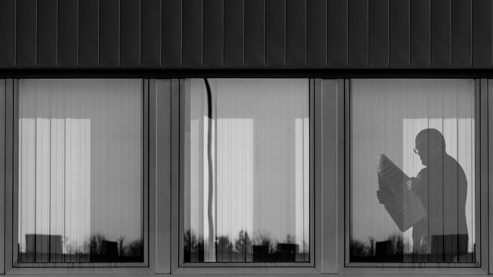 Silhouette Man Reading by Luc Vangindertael (laGrange) — canvas wall art