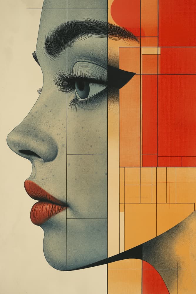Woman Geometric Profile by Mauro — canvas wall art
