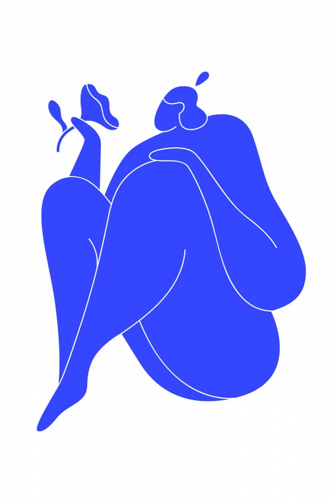 Blue Woman Holding Flower by jay stanley — canvas wall art