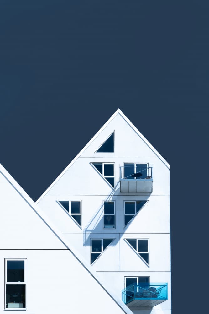 Geometric White Building by Linda Wride — canvas wall art