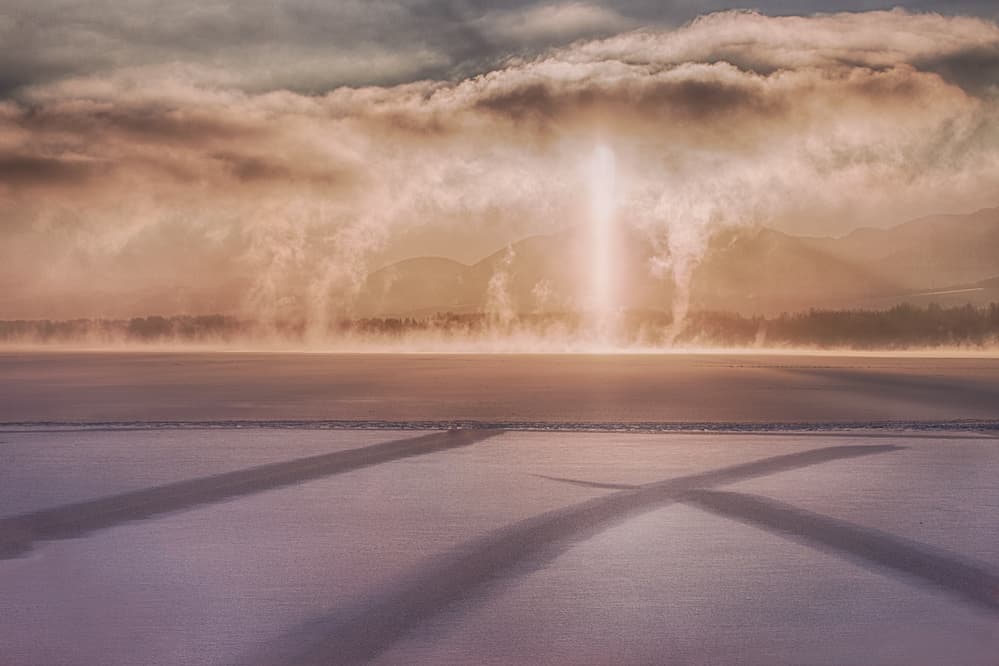 Winter Light Pillar by Peter Svoboda MQEP — canvas wall art