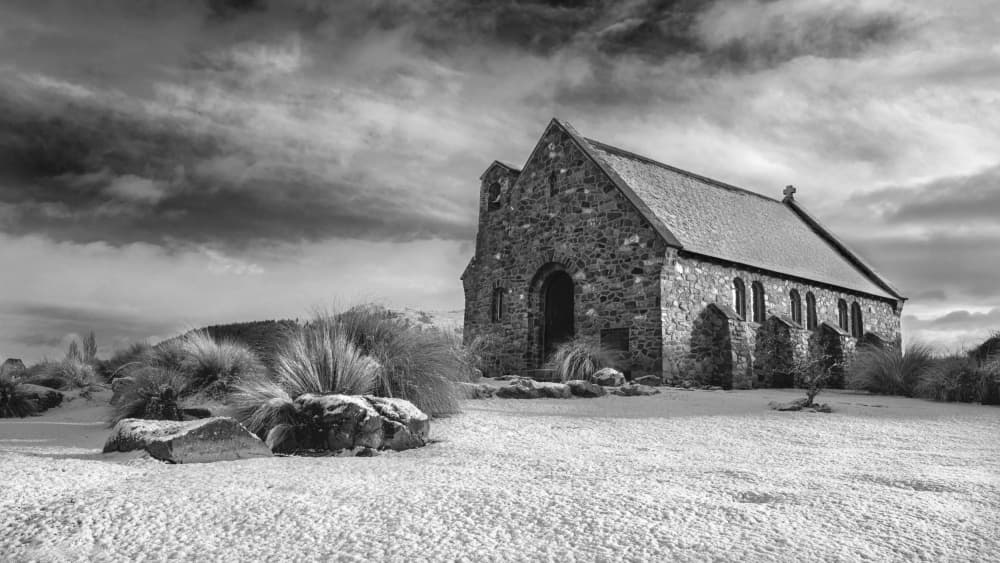 Dramatic Stone Church by Emanuel Papamanolis — canvas wall art