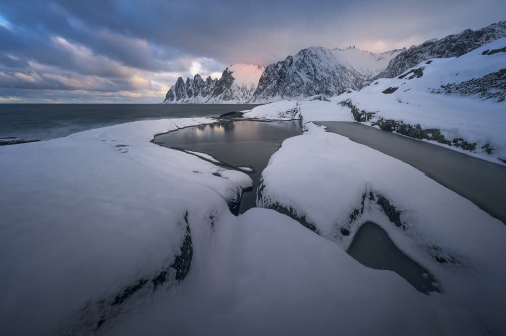 Snowy Mountain Coast by David Martin Castan — canvas wall art