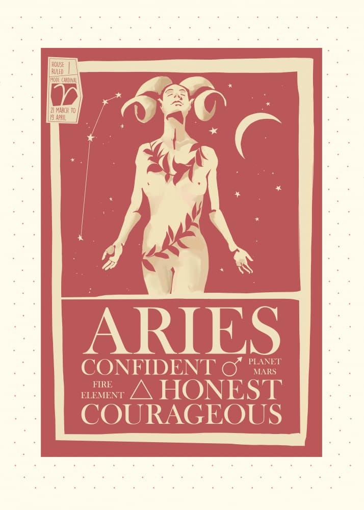 Vintage Aries Goddess by Dion Gem — canvas wall art