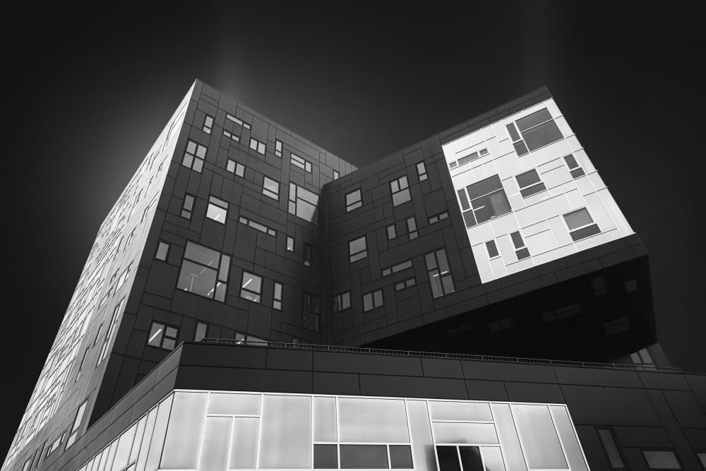 Urban Geometry Black White by Roswitha Schleicher-Schwarz — canvas wall art