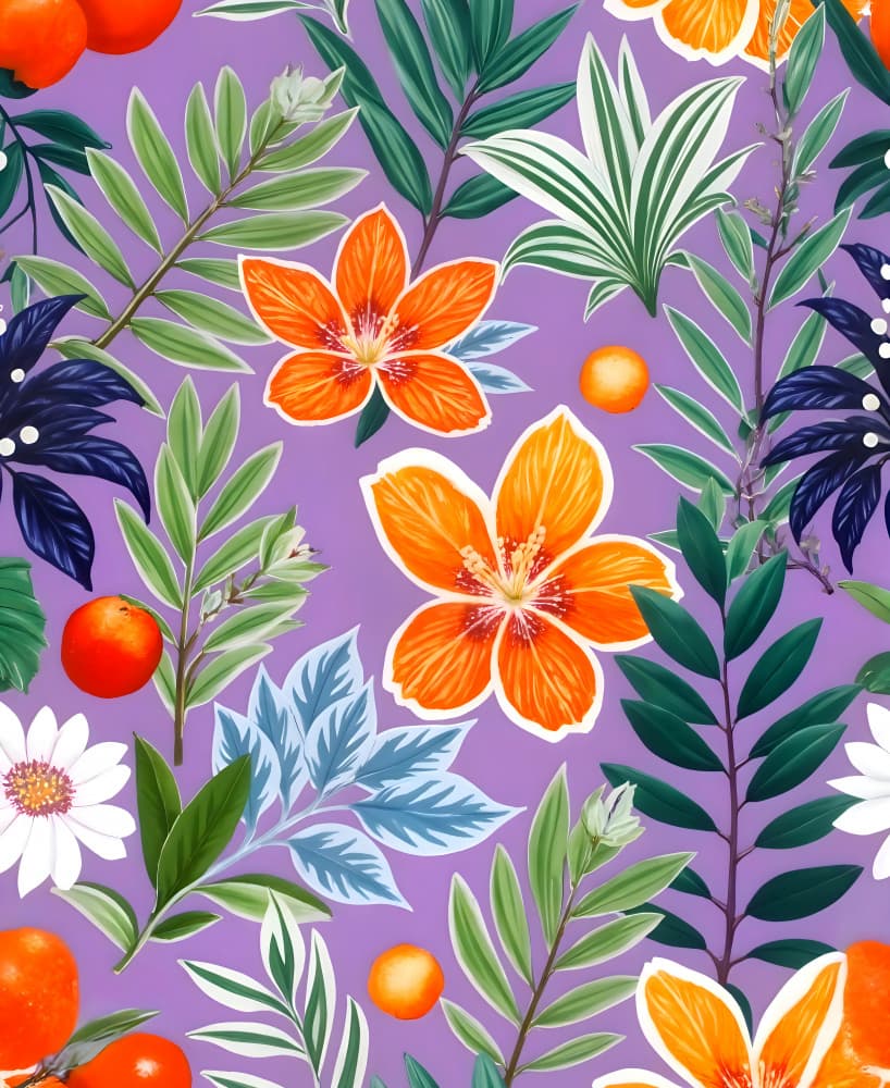 Purple Orange Tropical Bloom by Uma Gokhale — canvas wall art