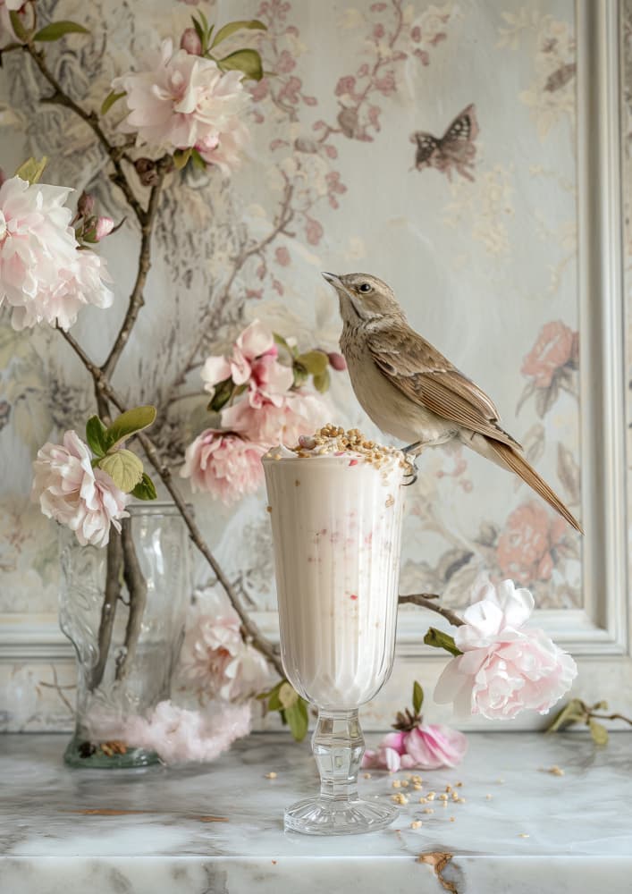 Whimsical Bird and Blossoms by Niky Rahner — canvas wall art