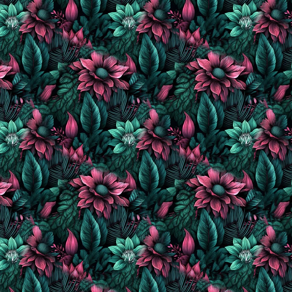 Fuchsia Teal Jungle Bloom by Justyna Jaszke — canvas wall art