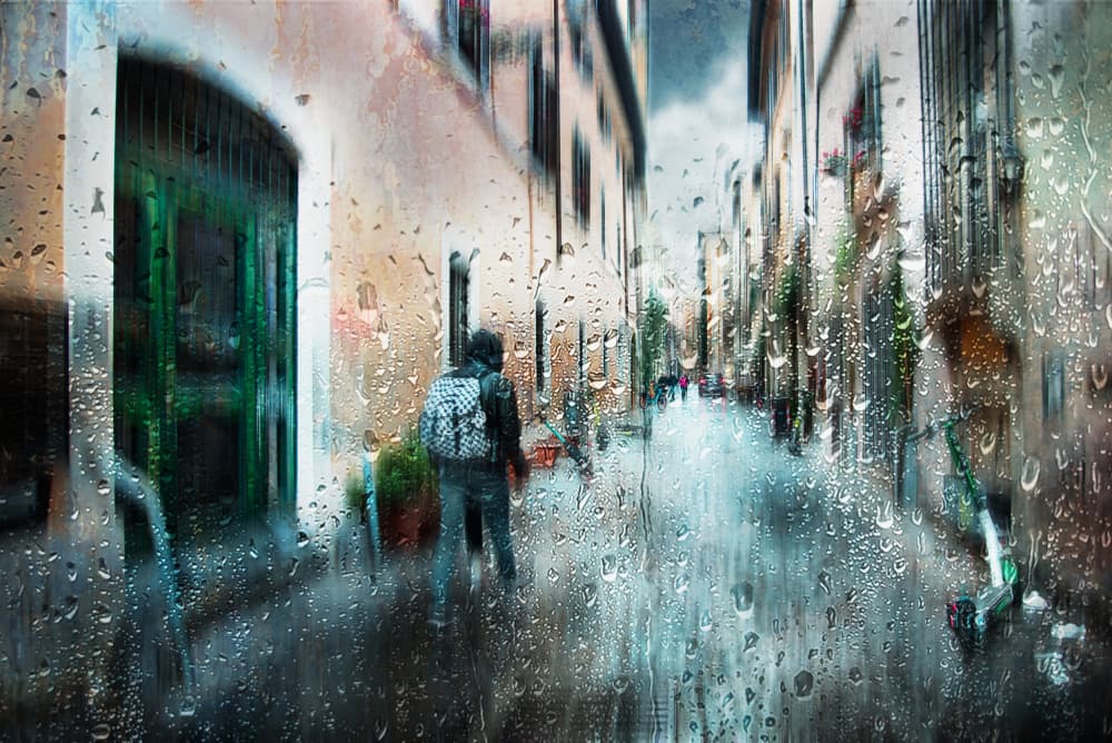 Urban Rain Walk by Nicodemo Quaglia — canvas wall art