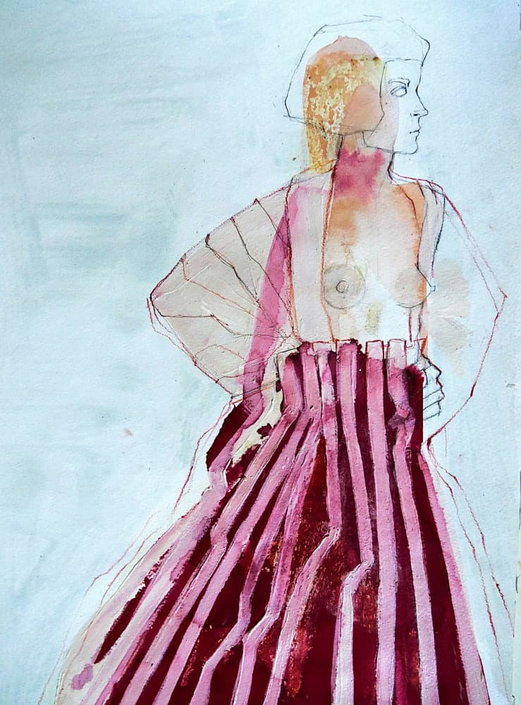 Modern Striped Woman by Doris Schmitz — canvas wall art