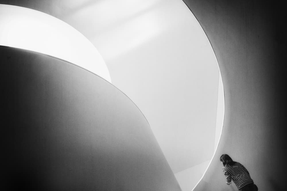 Woman in Curved Architecture by Laura Mexia — canvas wall art