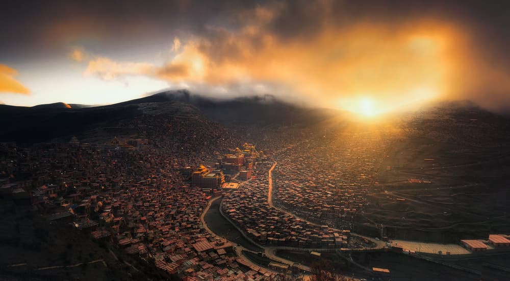 Golden Mountain Monastery by TIANQI — canvas wall art
